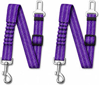 Dog Seat Belt 2Pcs, Retractable Pet Car Harness - Purple