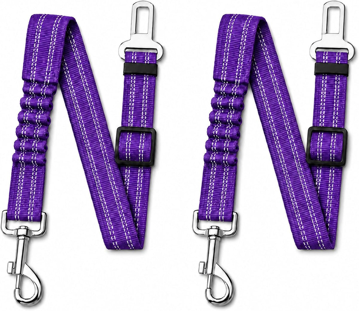 Dog Seat Belt 2Pcs, Retractable Pet Car Harness - Purple
