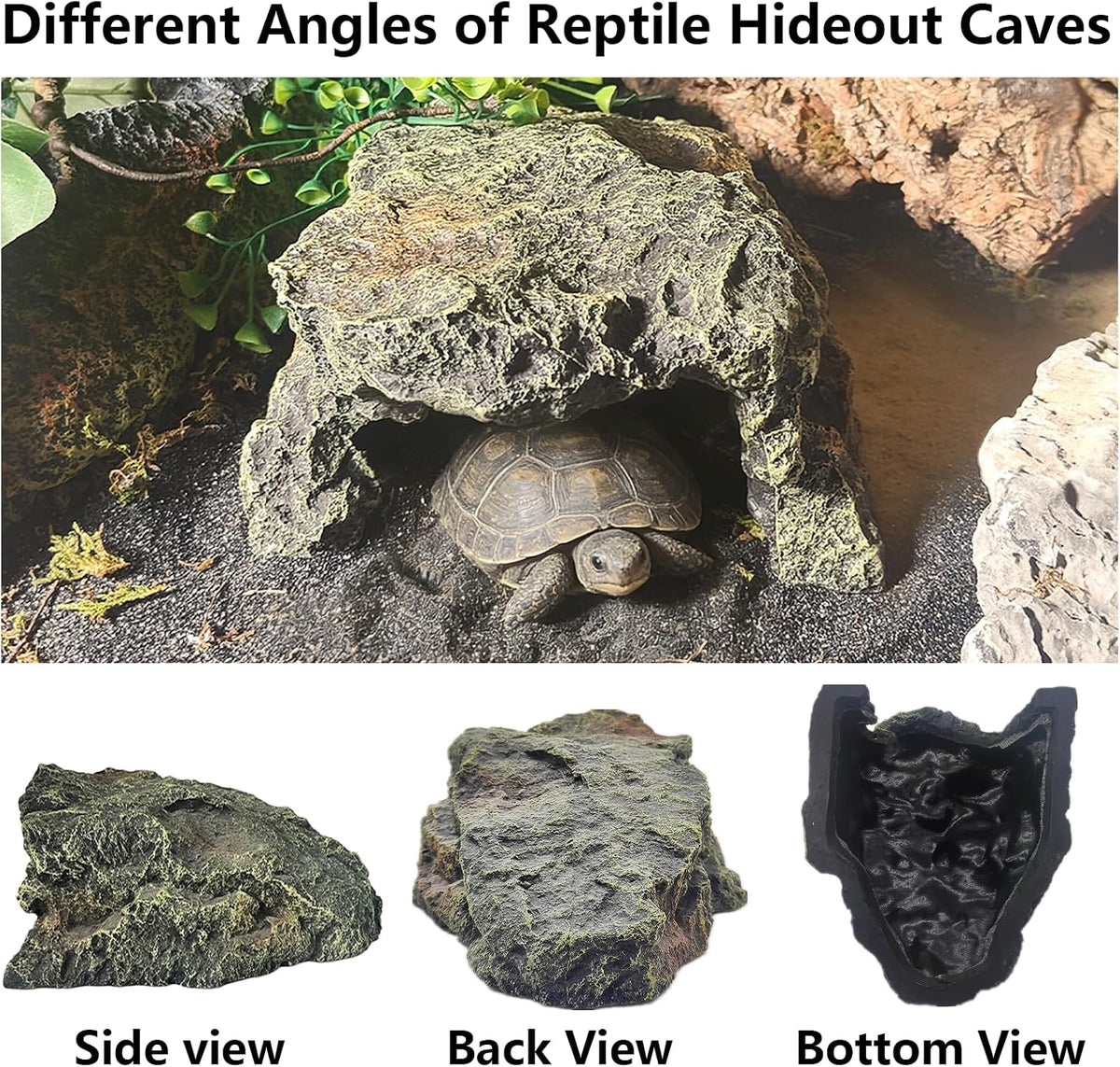 BNOSDM Reptile Hideout, Tortoise Hide Cave, Resin Rock - L-7.87x5.9x3.34inches - image 3