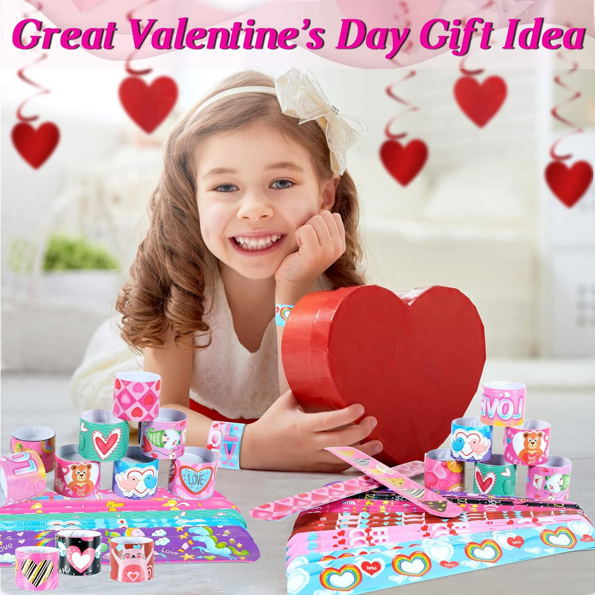 48Pcs Holiday Bracelets Party Favors for Kids Slap Bracelets Holiday - Valentine's Day - image 4