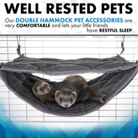 Ferret Hammock for Cage, Plush Double Bunk Bed Hanging Clips - Khaki - image 3