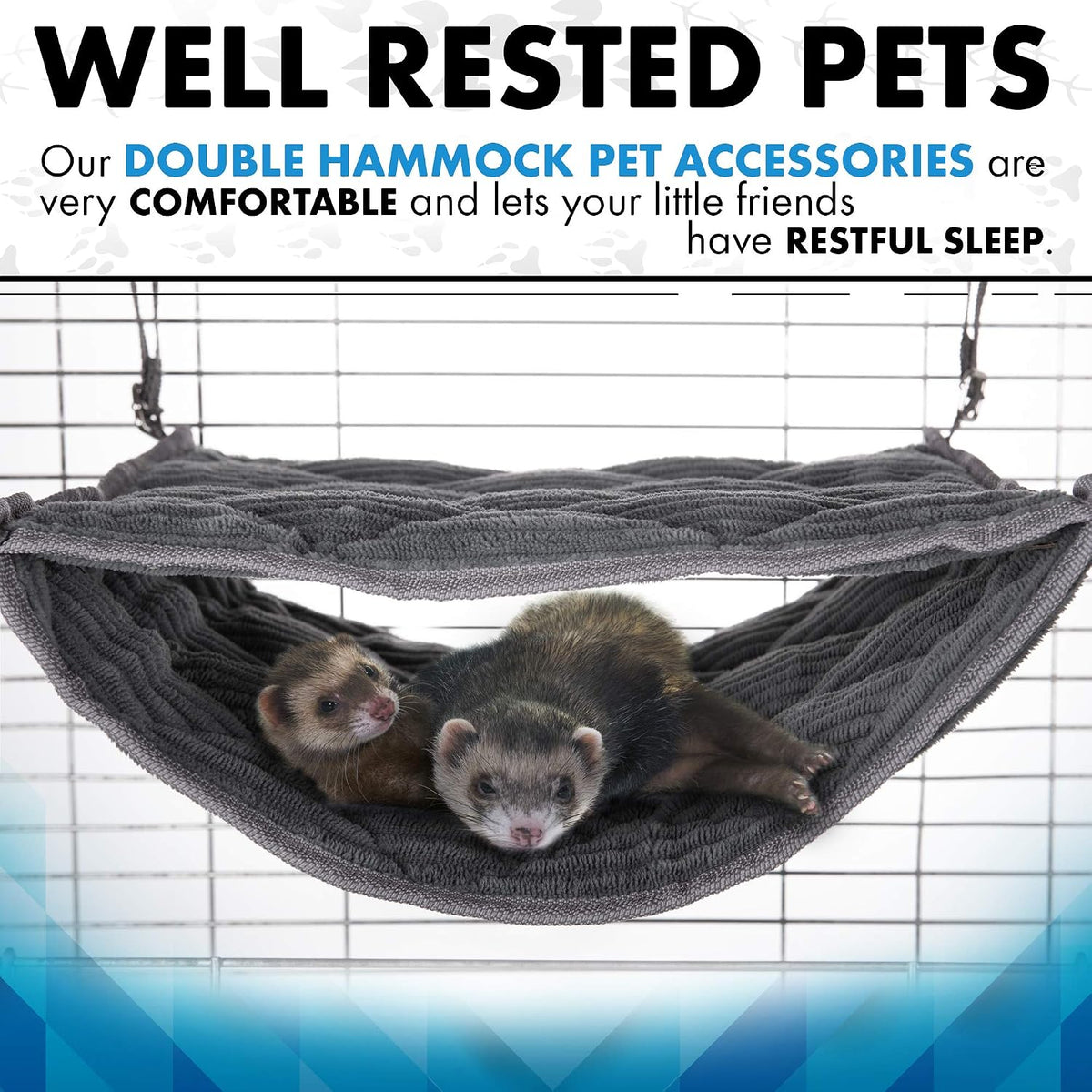 Ferret Hammock for Cage, Plush Double Bunk Bed Hanging Clips - Khaki - image 3