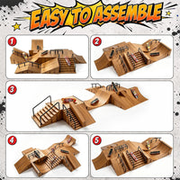 CS COSDDI 14in1 Finger Skateboard Park Set for Kids 8 Skateboards - Dark Brown - image 4