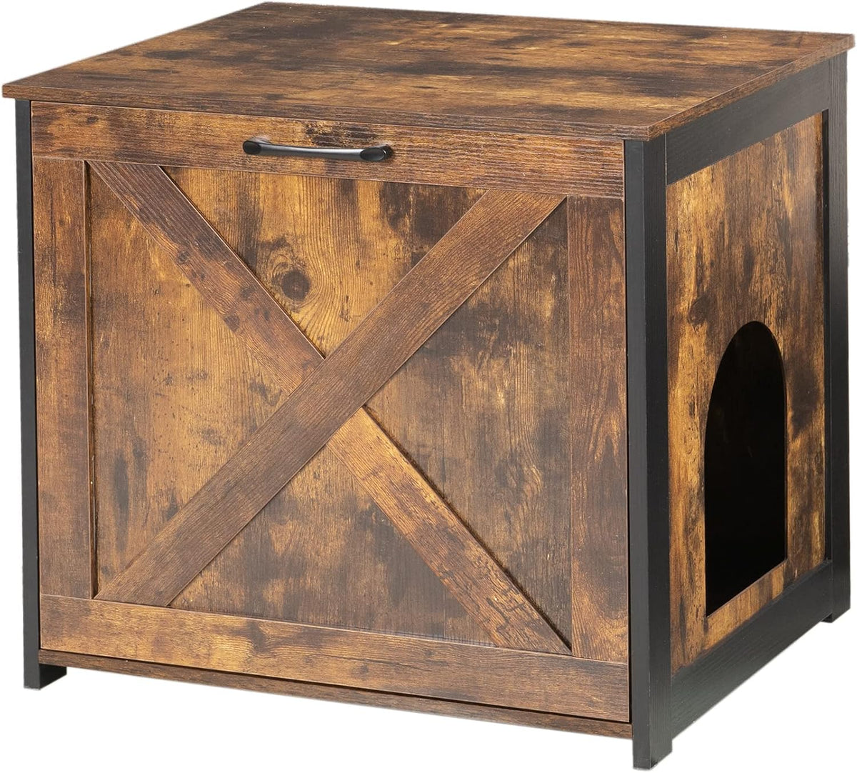 Cat Litter Box Enclosure, Hidden Litter Box Furniture - Rustic Brown / 23.6"L x 19.7"W x 21.7"H