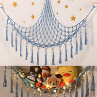 Stuffed Animal Toy Storage Hammock with LED Light - Blue / L (39.5"*39.5"*48")
