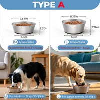 Stainless Steel Dog Bowls Set of 2 - Type A: 6 Cups - image 4