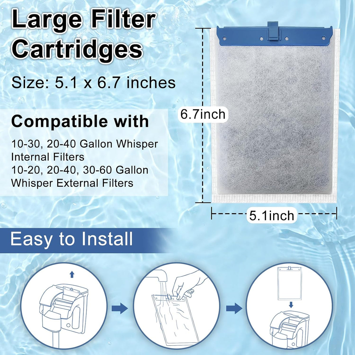 6 Pack Filter Cartridge Compatible with Whisper Bio-Bag Filters - 6 Pack Large - image 2