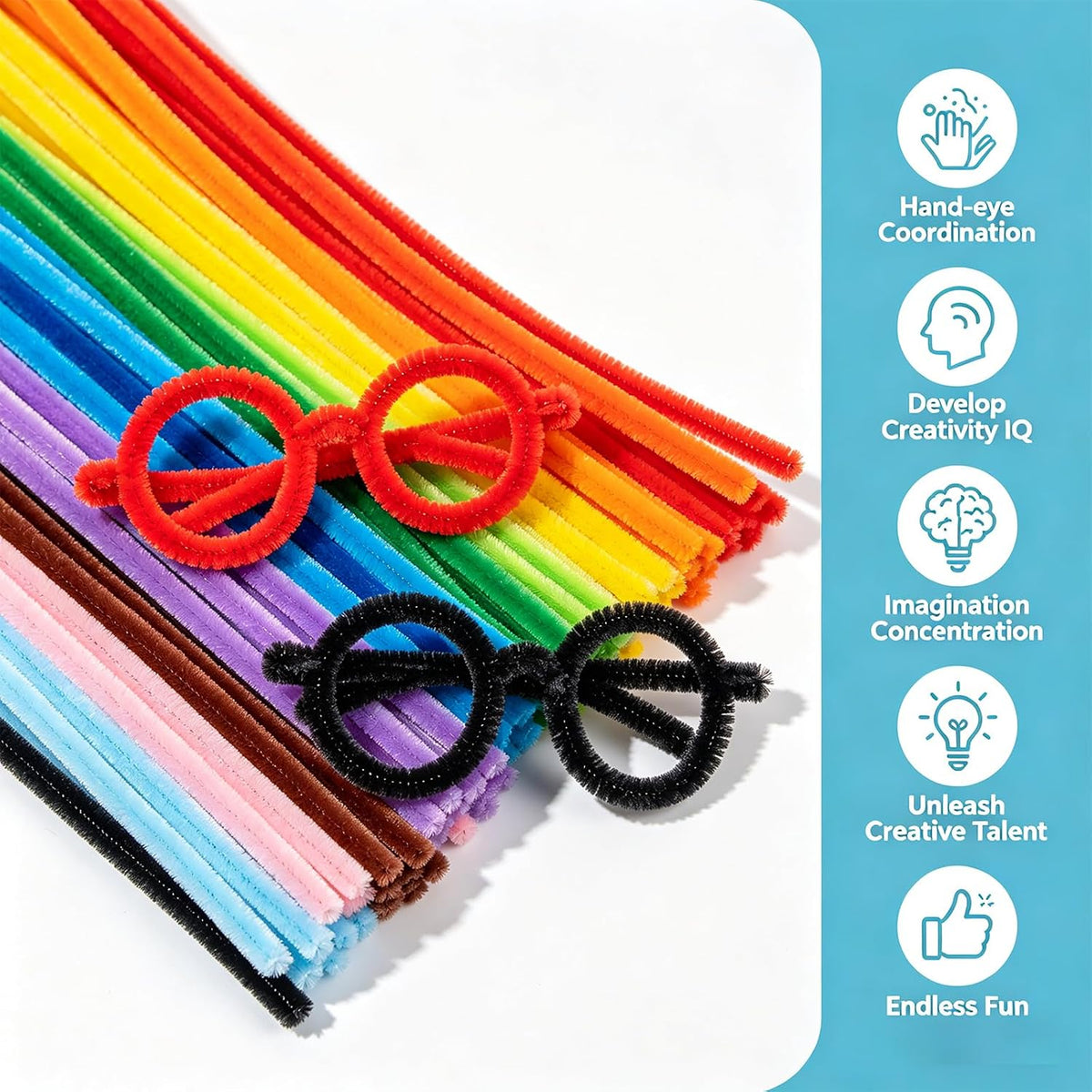 Black Pipe Cleaners for Crafts, Craft Supplies, Arts and Crafts - Multicolor - image 3