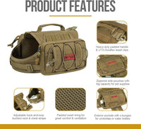 OneTigris Dog Backpack for Medium & Large Dogs - Brown / Medium - image 3