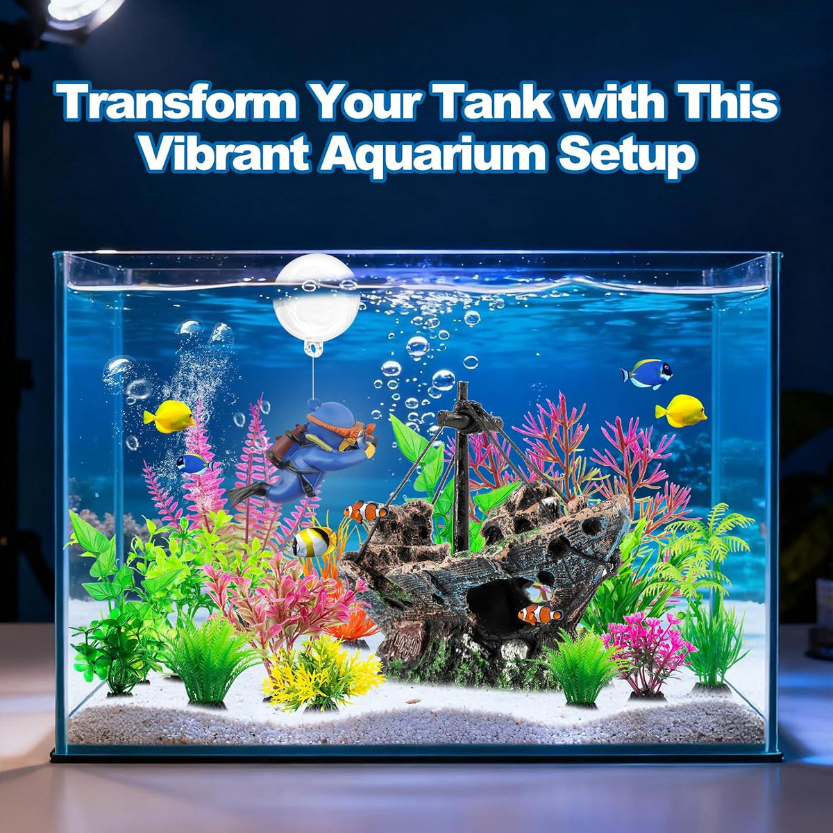6 Pcs Aquarium Decor Set Shipwreck Decoration Little Diver Floating - 16 Pcs - image 2