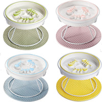 Ceramic Elevated Slow Feeder Cat Bowl, Anti Vomit - Pink+Green+Blue+Yellow