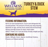 Wellness Complete Health Thick & Chunky Natural Grain Free Canned Wet Dog Food, Turkey & Duck Stew, 12.5-Ounce Can (Pack of 12)