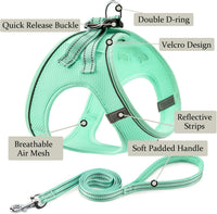 Dog Harness with Leash Set, Step-in Adjustable Puppy Pet Vest - Green / M(Chest:16"-18") - image 2