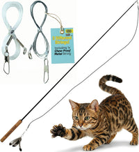 Forever Stick Unbreakable Cat Wand Toy, Durable Feather Teaser – Essentials for Cats - Forever Stick and Chew-proof String