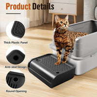 Cat Litter Box Step, Large Cat Litter Ramp with Filter Function - Balck Raised - image 4