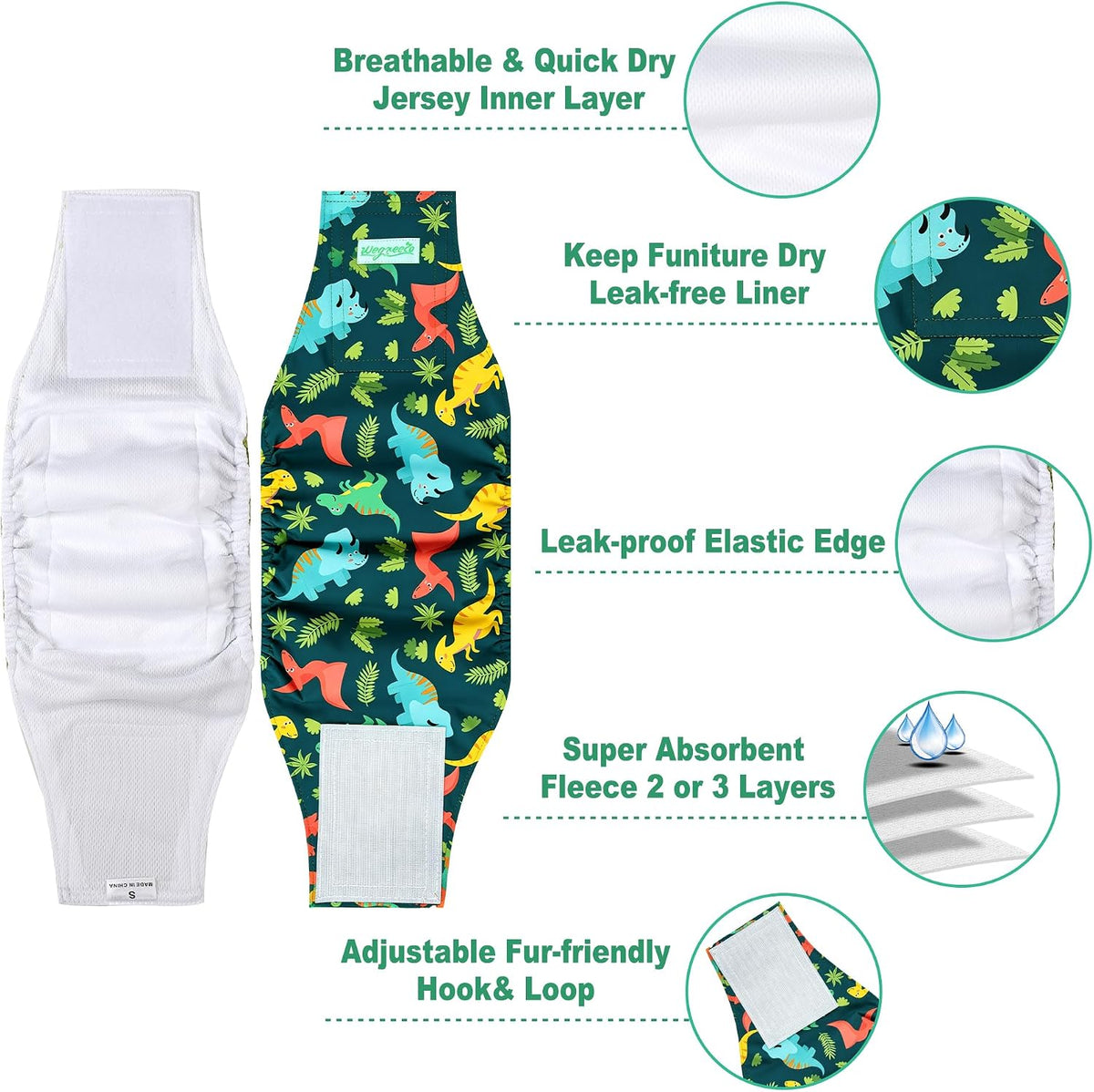 wegreeco Small Dog Diapers Male - Dinosaurs Park / Large / 5 - image 4