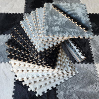 16 Carpet Squares Puzzle Mat 49" x 49" Baby Mat for Floor - Black,gray,white