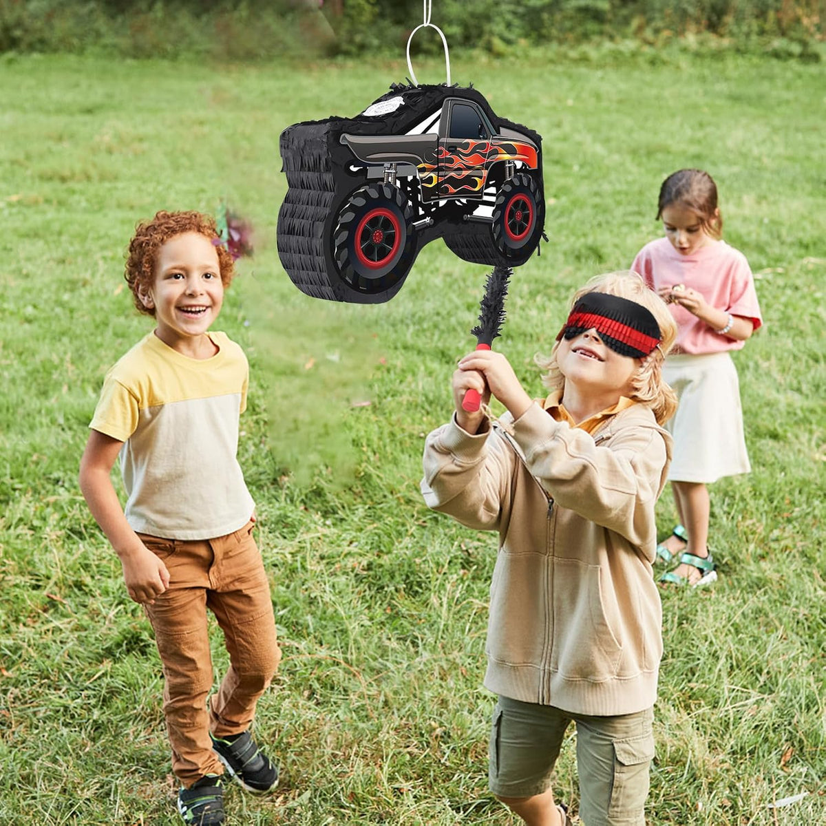 Waenerec boombox pinata with stick and blindfold, colorful radio shape with sequins - view 16