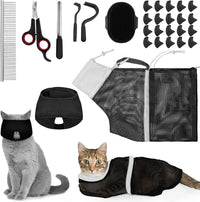 9 Pcs Cat Bathing Bag Set Cat Shower Bag - Black