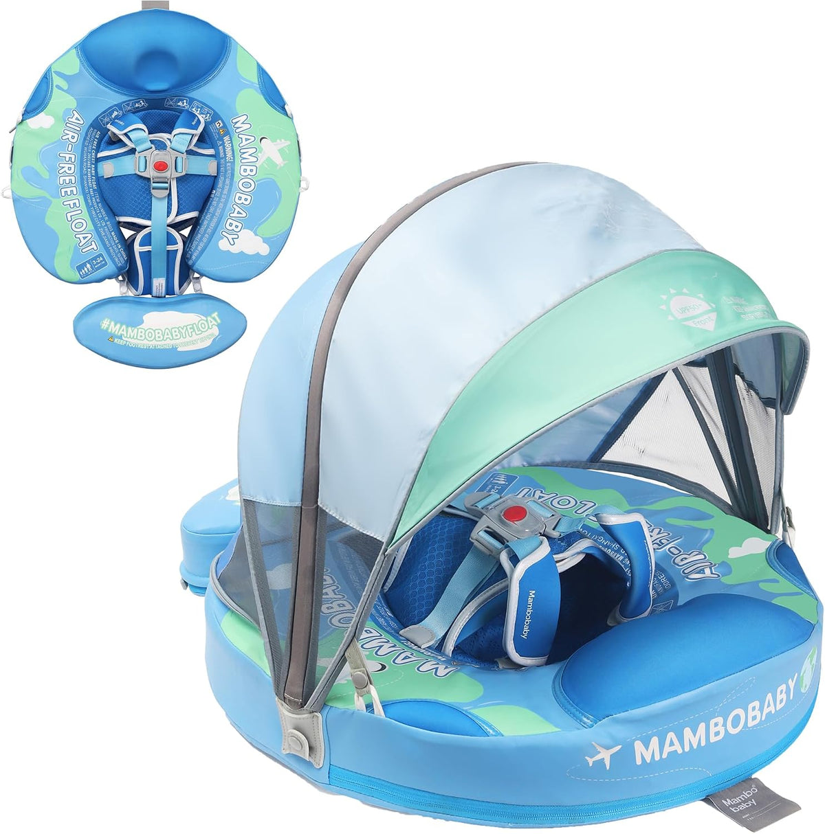 Mambobaby non-inflatable baby float with removable sun canopy and buoyant tail - view 6