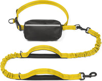 Hands Free Dog Leash with Zipper Pouch - Yellow / Large