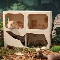 Wooden Hamster Hideout House, Small‑Pet Habitat Tunnel - Bedroom - image 3