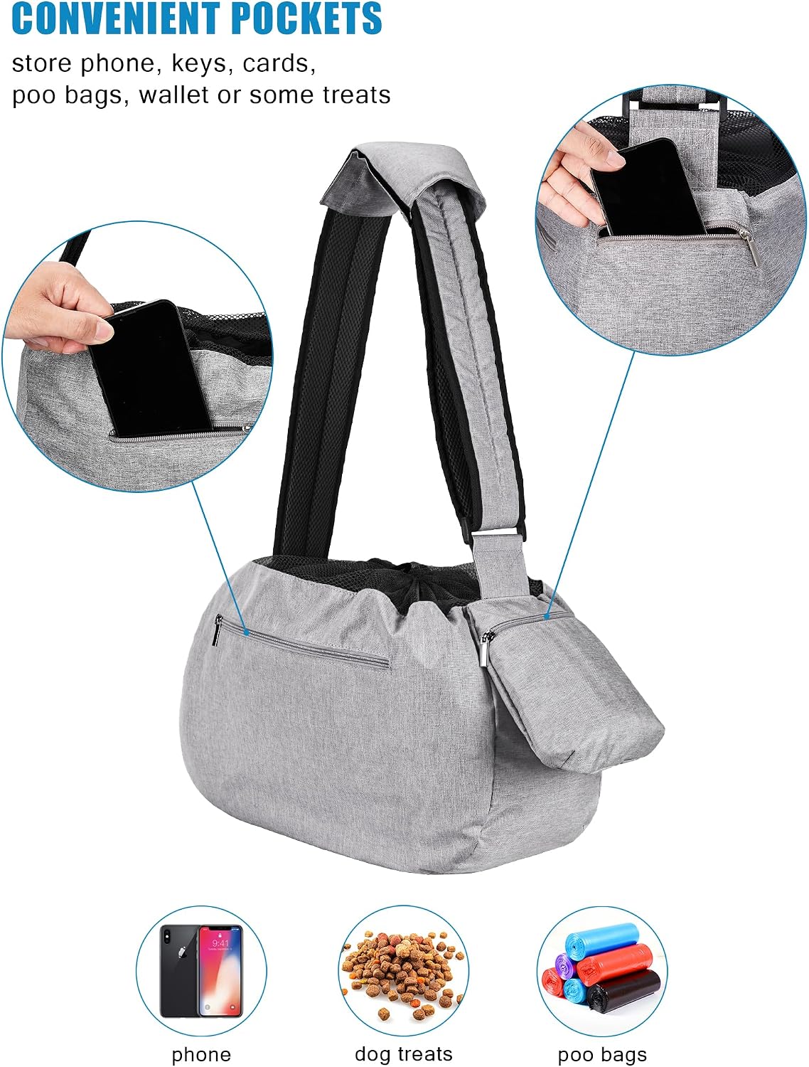 Ownpets XL Dog Sling 15-25lbs - Grey - image 4