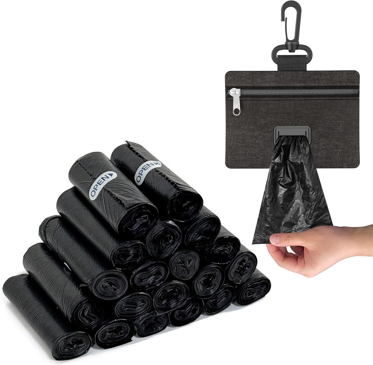 Charmount 200 Pack Dog Poop Bags Rolls with Zippered Pouch Dispenser - 200