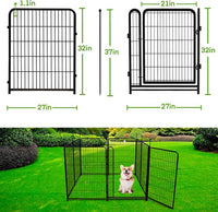 Garden Fencing 32 inch High, 12 Panels Total 26.6 Ft(L) Dog Fence Outdoor for Yard, Gate 21 Inches Wide with Low Sills. Fencing for Garden beds, Animal Barrier Fences, Rabbit Fence