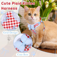 Cat Harness and Leash Set, Escape Proof Soft Vest Walk Pink XS – Essentials for Cats - Red-Plaid / Small - image 4