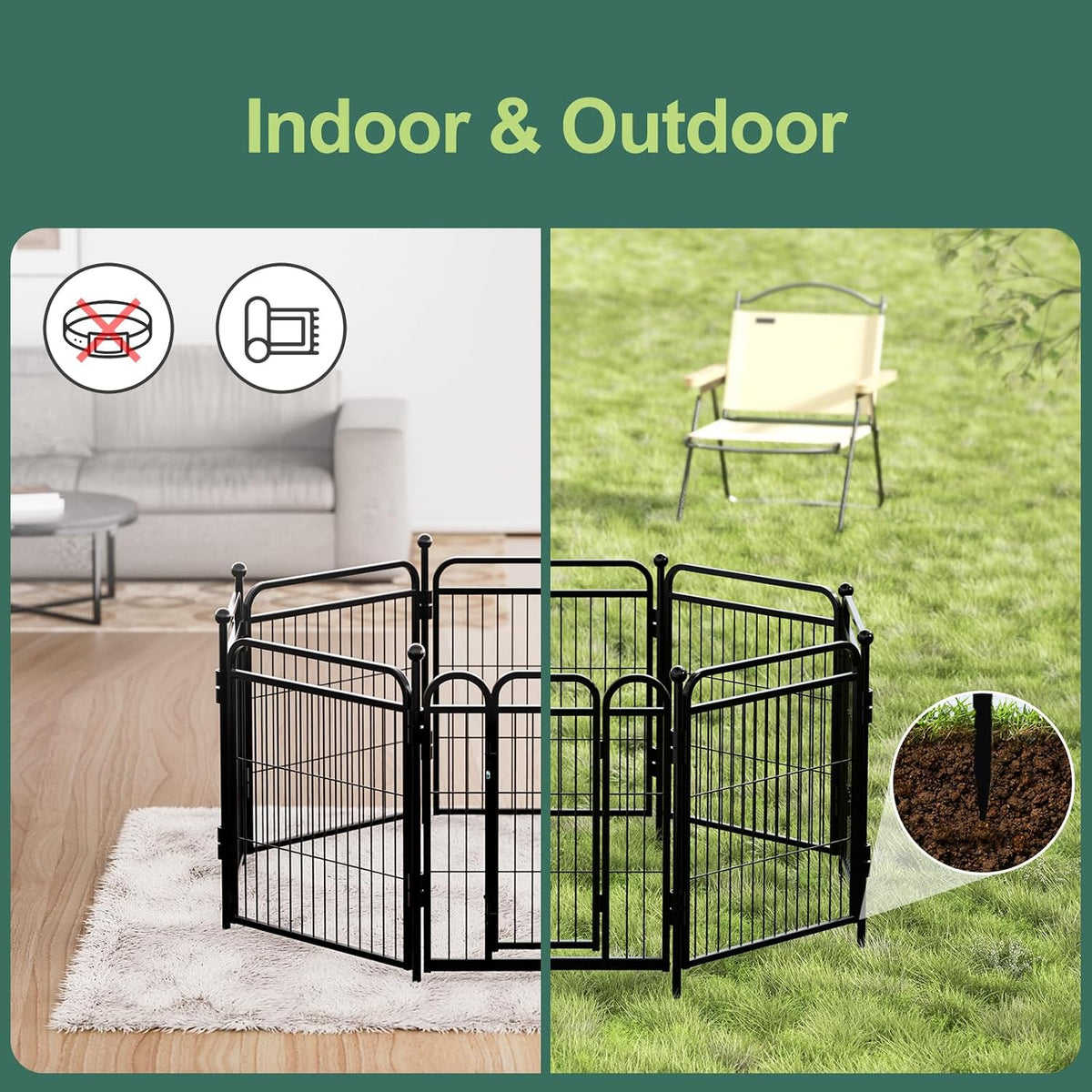 Gardner Pet Dog Playpens, 24" H 16 Panels Dog Pen Outdoor/Indoor Dog Fence Exercise Pen for Small - Black / 8 / 32"H - image 4