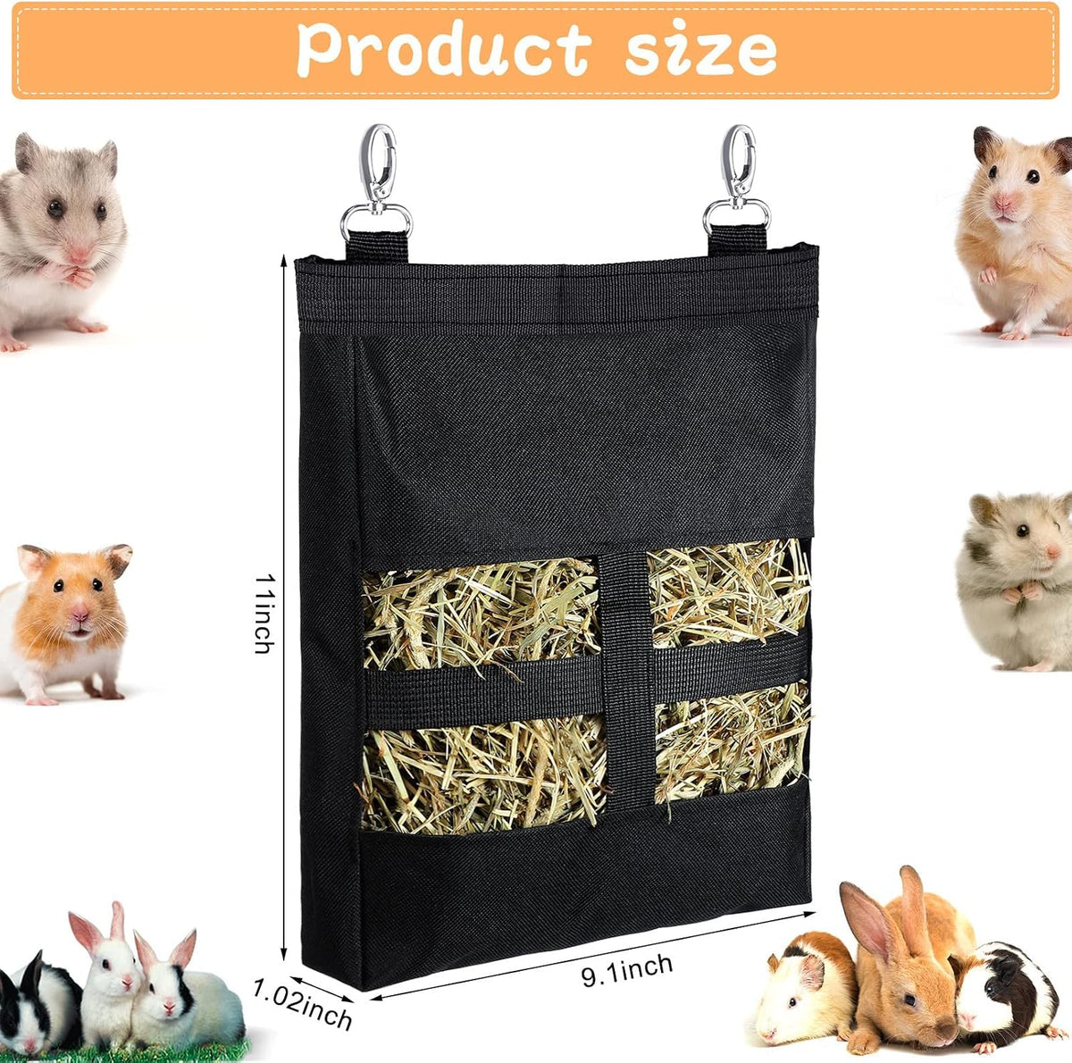 Frienda 2 Pcs Guinea Pig Hay Bag 11 x 9.1 Inch Guinea Pig Hanging Hay - image 2