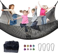Climbing Net for Kids - 9.9FT x 9.9FT Double Layers Heavy Duty Playground Safety Net, Climbing - Black / 3.3' x 9.9'