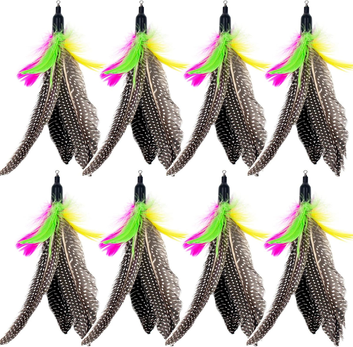 Cat Feather Toys Refills, 6 Pieces Handmade Da Bird Feathers Refill, Cat Wand Replacement Feather - D-8 PCS Feather Refills