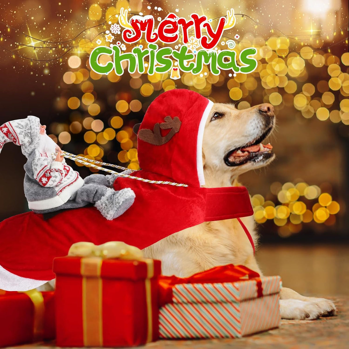 Santa Dog Costume, Dog Christmas Outfit, Riding Pet Costume - Sweater Santa Claus / L(Neck:14.2-17.7" Chest:20-25.2") - image 2
