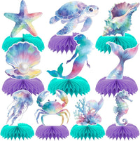 10 Pcs 80s Party Decorations, 1980s Table Honeycomb Centerpieces – Fun for Kids & Family - Mermaids Style