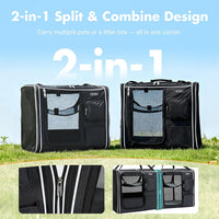 Lekereise Large Cat Carrier for 2 Cats - Foldable Black / L-2 Cats Travel - image 3