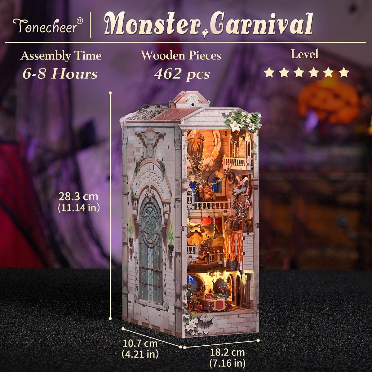Tonecheer DIY Book Nook Kit 3D Wooden Puzzle Fairy Tale Miniature - Monster Carnival - image 4