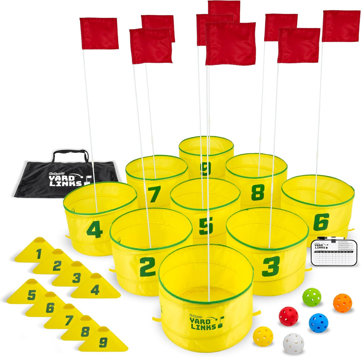 GoSports Yard Links backyard golf game with buckets, flags and oversized balls - view 3