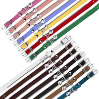OOPSDOGGY Rolled Leather Cat Collar with Bell, Reflective Kitten Collars with Buckle Include Safety Elastic Strap - Adjustable Small Pet Collars for Boy Girl Cats (Dark Brown)