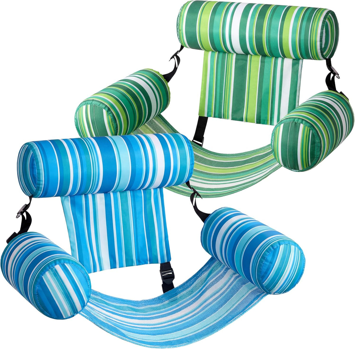 SLOOSH Inflatable Pool Floats Adult - Green,Blue-Stripes