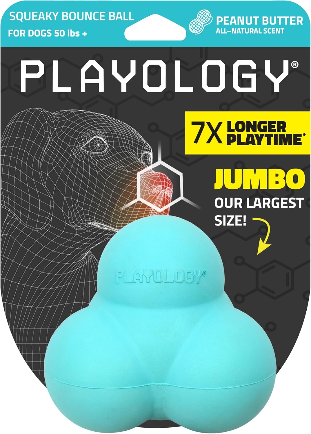 Playology Squeaky Bounce Dog Ball for Large Dogs, Jumbo