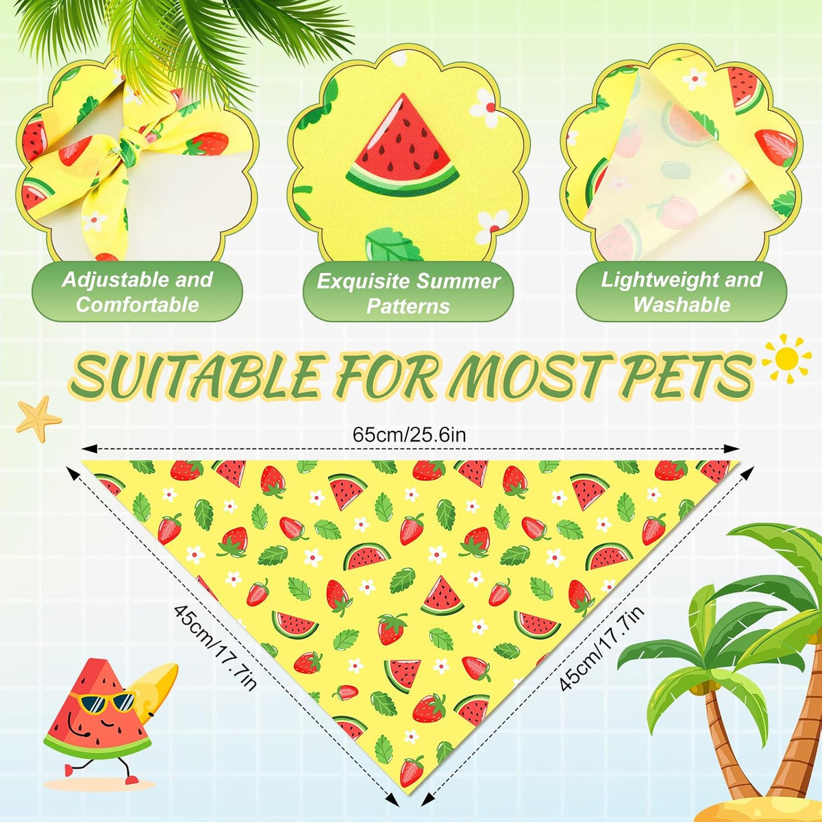 Abbylike 50 Pcs Halloween Dog Bandanas Bulk - Summer / 25.6 x 17.7 x 17.7" - image 3