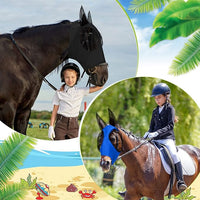 Sadnyy 6 Pcs Horse Fly Masks with Ears Comfort Breathable Mesh Fly Masks Net UV Protection Large Eye Space Full Face Covering Elasticity Soft for Horses(Medium)