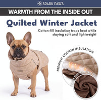 Spark Paws Quilted Dog Winter Coat - Brown / Small - image 4