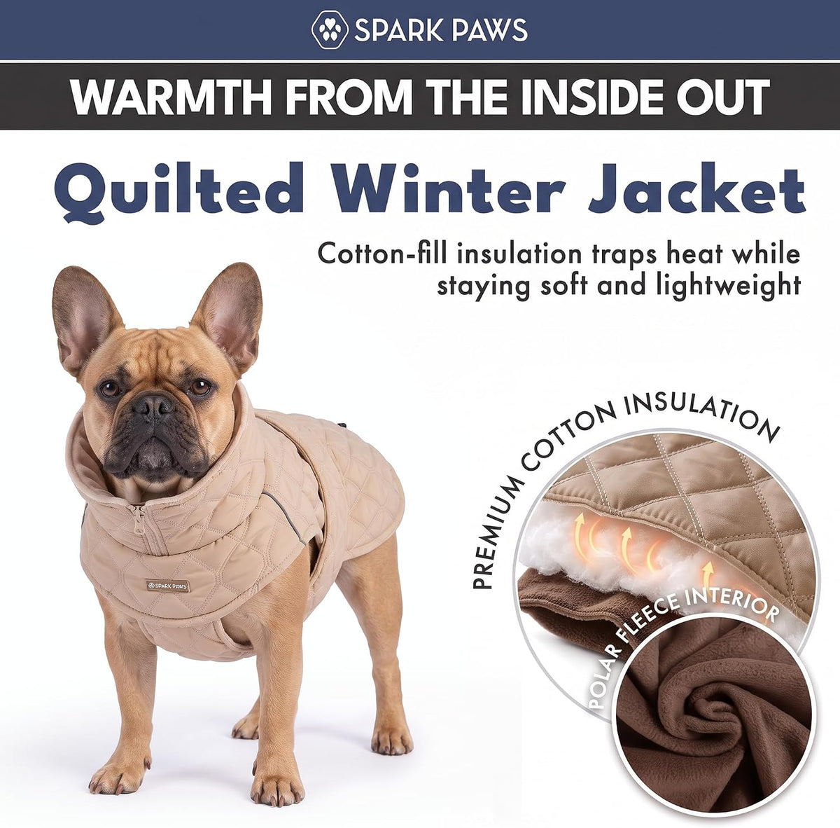 Spark Paws Quilted Dog Winter Coat - Brown / Small - image 4