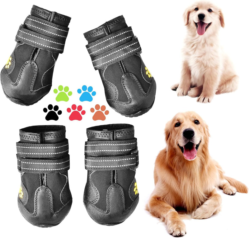 CovertSafe& Dog Boots & Paw Protectors Non-Slip Waterproof – Essentials for Dogs - Size 5: （2.7''x2.3'')(L*W) for 41-60 lbs / Black