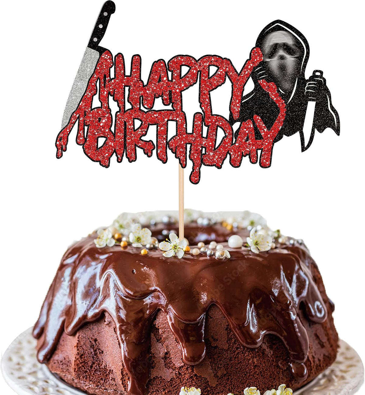 Rsstarxi 24 Have a Killer Birthday glitter horror cupcake toppers - view 4