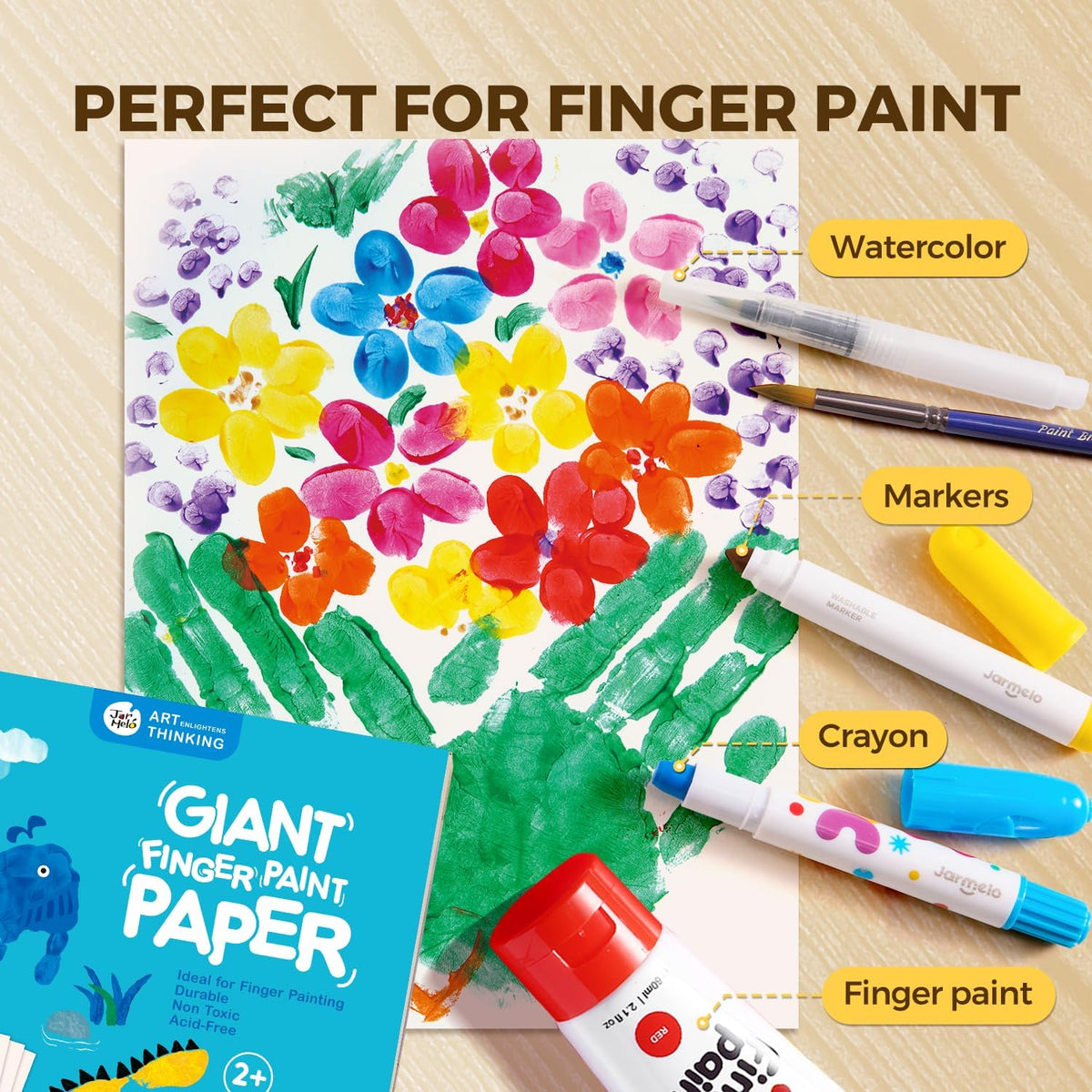 Jar Melo finger paint paper pad with 30 large heavyweight sheets for toddlers - view 2
