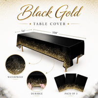 Stone Wall Table Covers, 54"x108" XL, Medieval Party Decorations - Black Gold (Pack of 3) - image 3